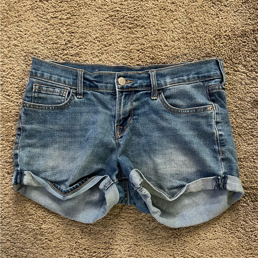Blue Jean Shorts with Rolled Cuffs and Mid-Rise Fit 8